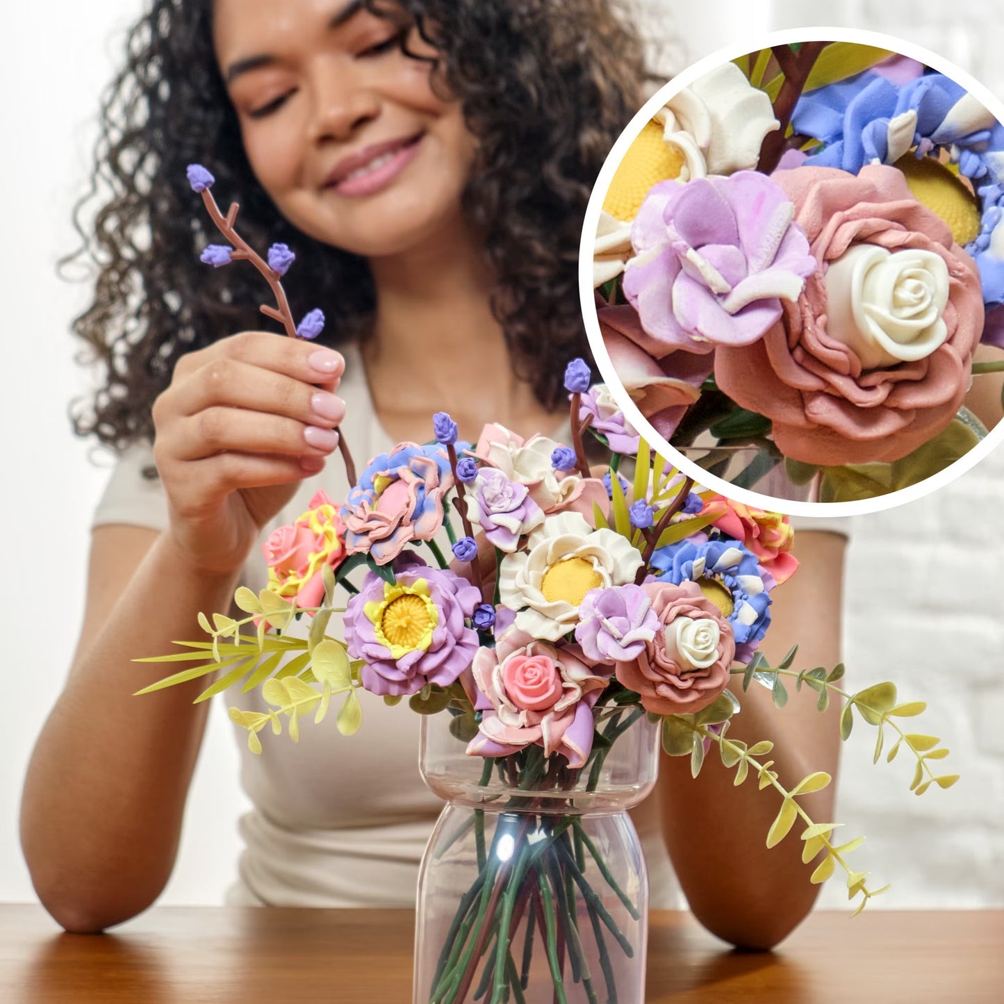 💐Blooms by Play-Doh Meadow Flower Bouquet Arts & Crafts Kit for Adults, Home & Desk Décor