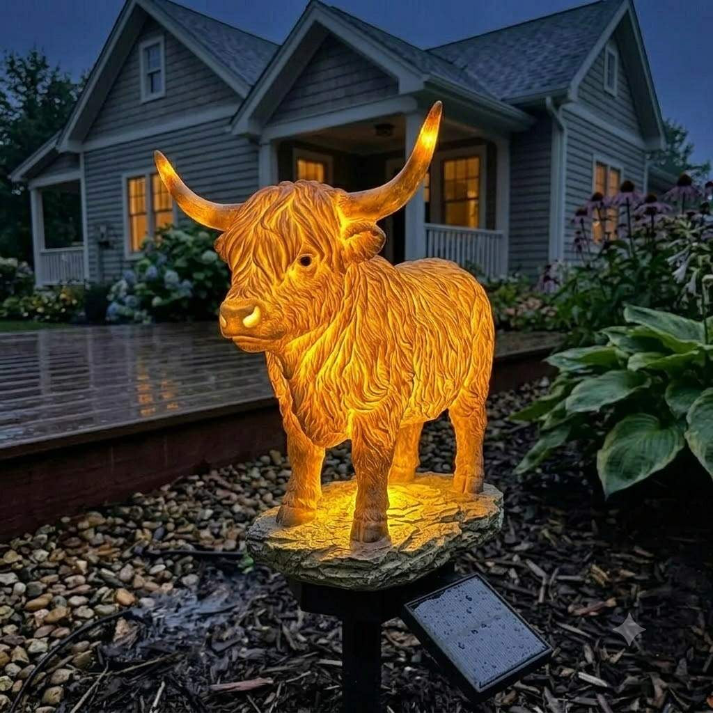 Highland Cow Solar Garden Light