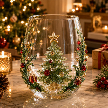 ⛄Magical Christmas 3D Glass Cup Collection🎅 – Santa, Reindeer, Snowman & Christmas Tree