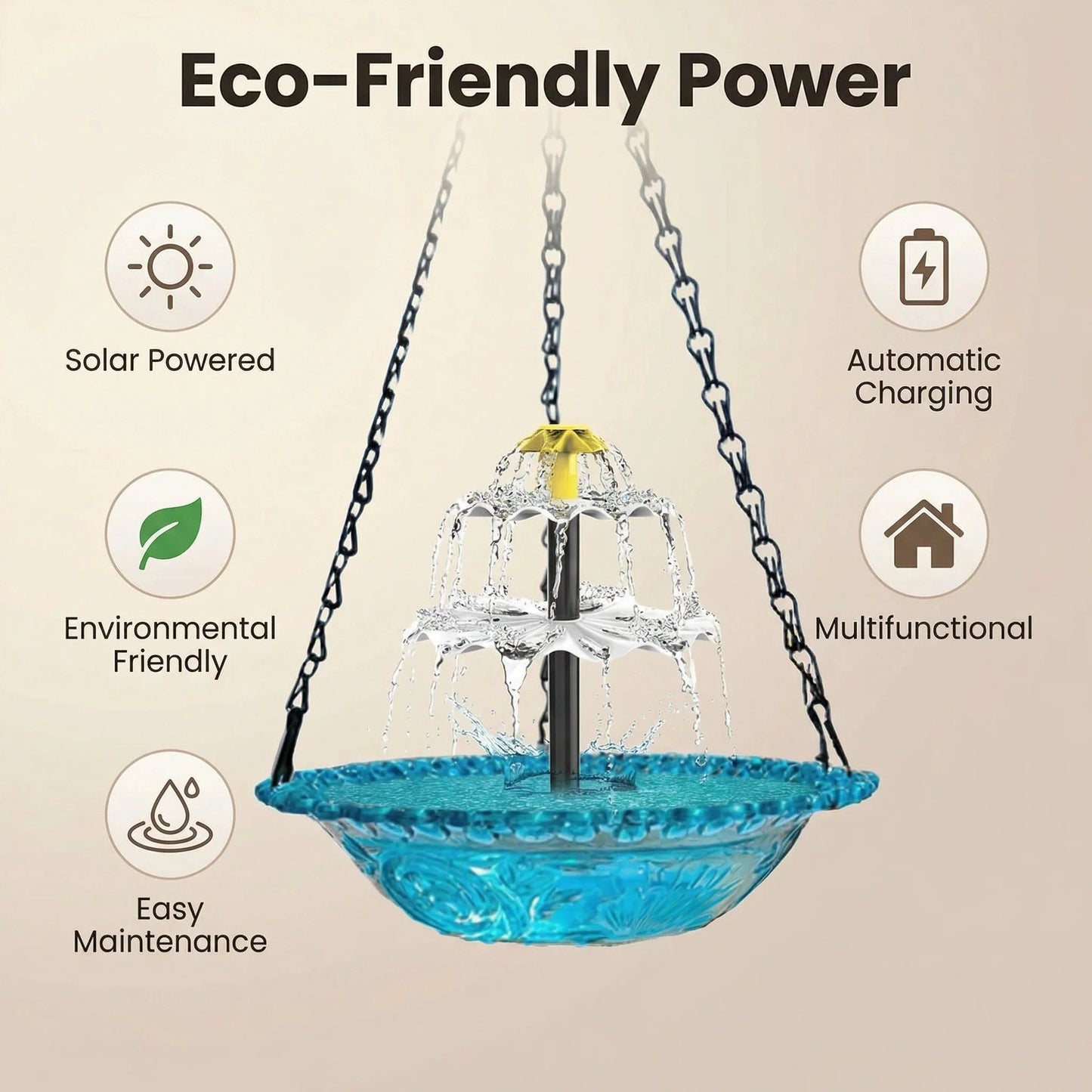 🔥🔥 New Year  49% OFF – Solar Cascade Hanging Bird Bath Fountain | 🚨 Selling Fast!