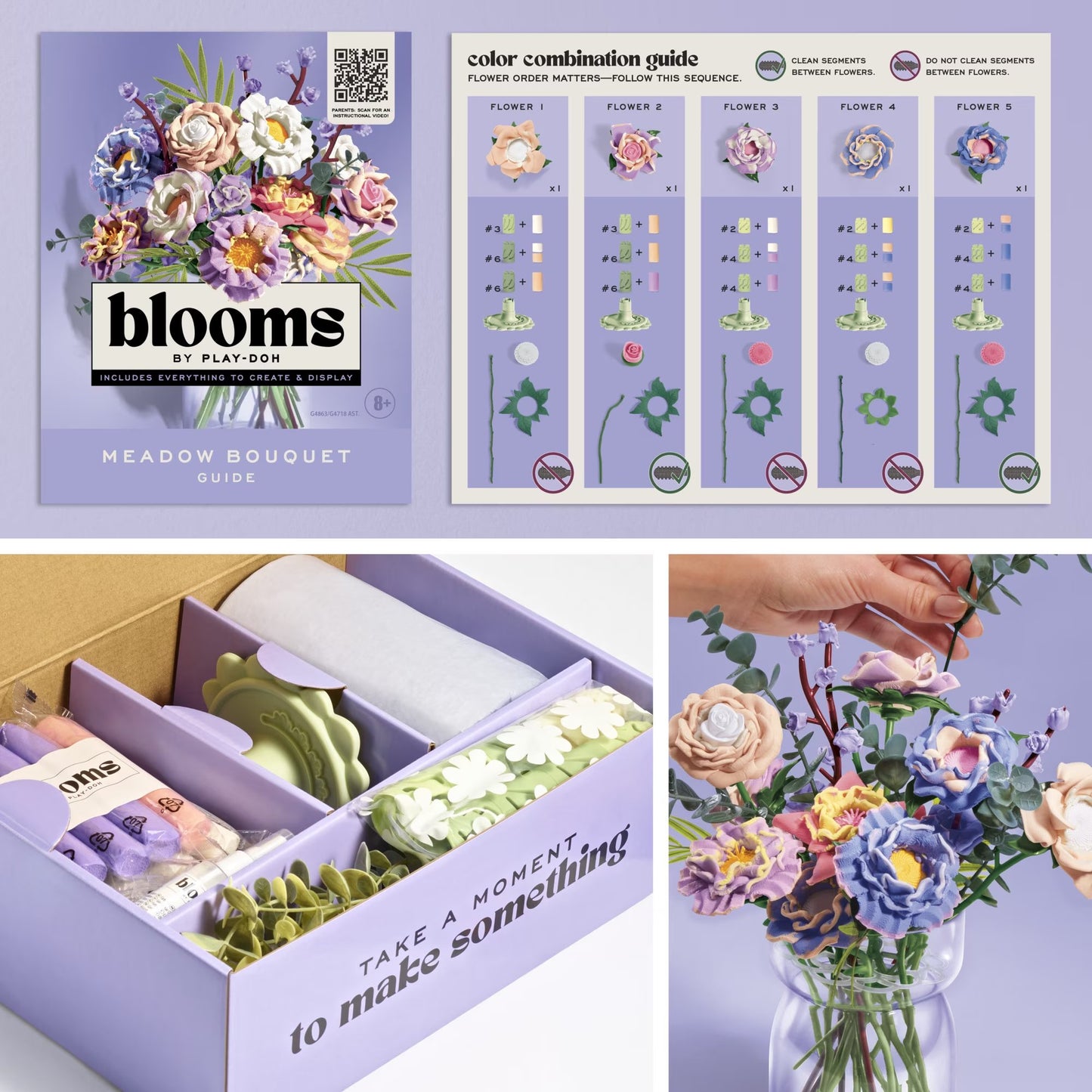 💐Blooms by Play-Doh Meadow Flower Bouquet Arts & Crafts Kit for Adults, Home & Desk Décor