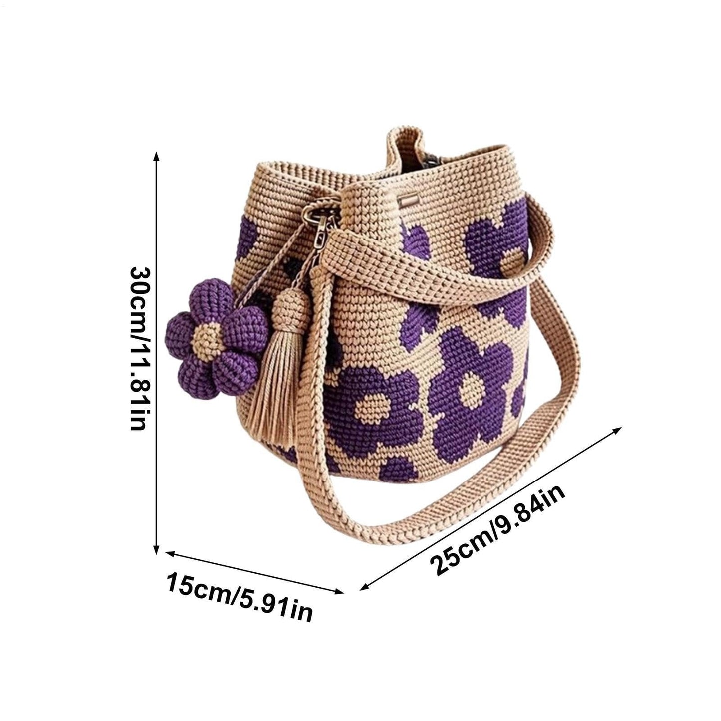 🌸 Handmade Crochet Flower Tote Bag – Fashionable Shoulder & Crossbody Bag for Women, Stylish Daily Commuting Purse 👜✨