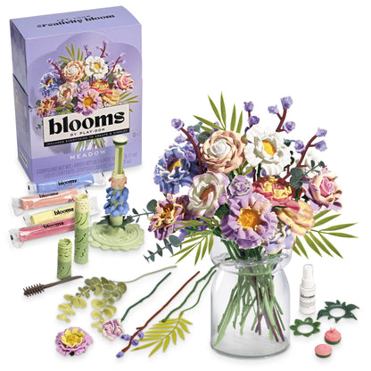 💐Blooms by Play-Doh Meadow Flower Bouquet Arts & Crafts Kit for Adults, Home & Desk Décor