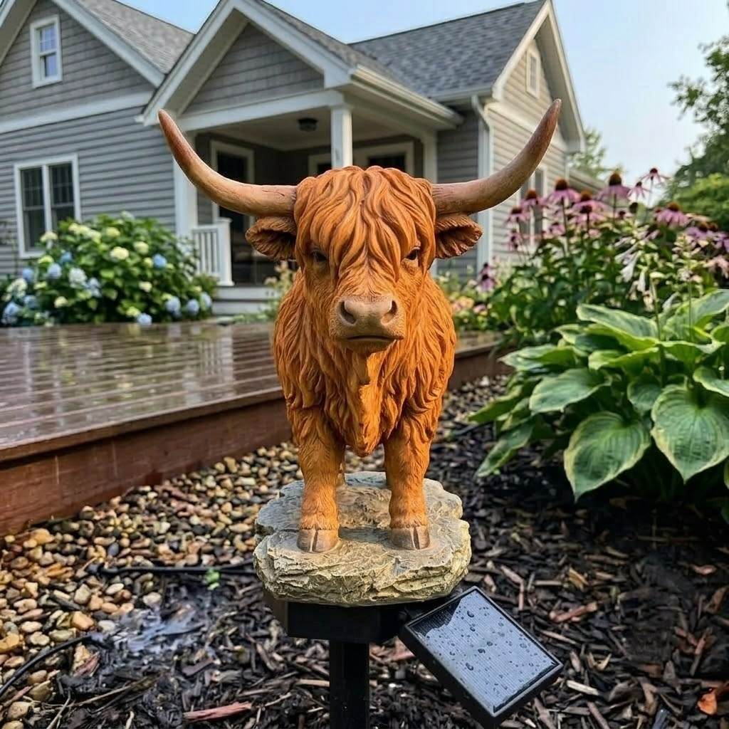 Highland Cow Solar Garden Light