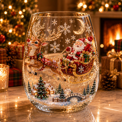 ⛄Magical Christmas 3D Glass Cup Collection🎅 – Santa, Reindeer, Snowman & Christmas Tree