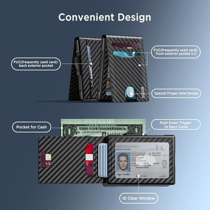 💳Wallet for Men - Pop Up Case, Cash Slot, and Credit Card Slot - Slim Aluminum Wallet with RFID Blocking