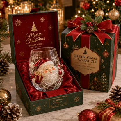 ⛄Magical Christmas 3D Glass Cup Collection🎅 – Santa, Reindeer, Snowman & Christmas Tree