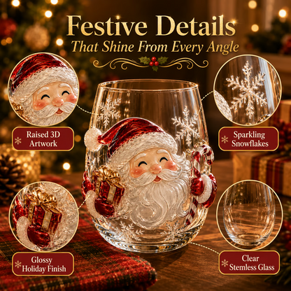 ⛄Magical Christmas 3D Glass Cup Collection🎅 – Santa, Reindeer, Snowman & Christmas Tree