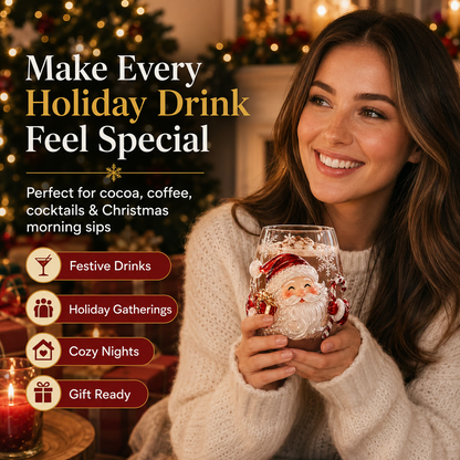 ⛄Magical Christmas 3D Glass Cup Collection🎅 – Santa, Reindeer, Snowman & Christmas Tree