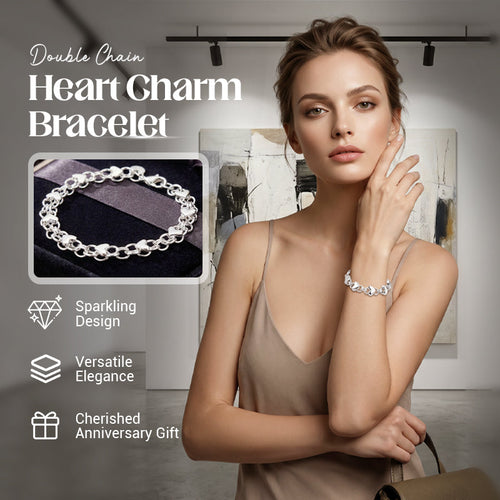 🔥Limited Time 50% OFF✨Double Chain Heart Charm Bracelet