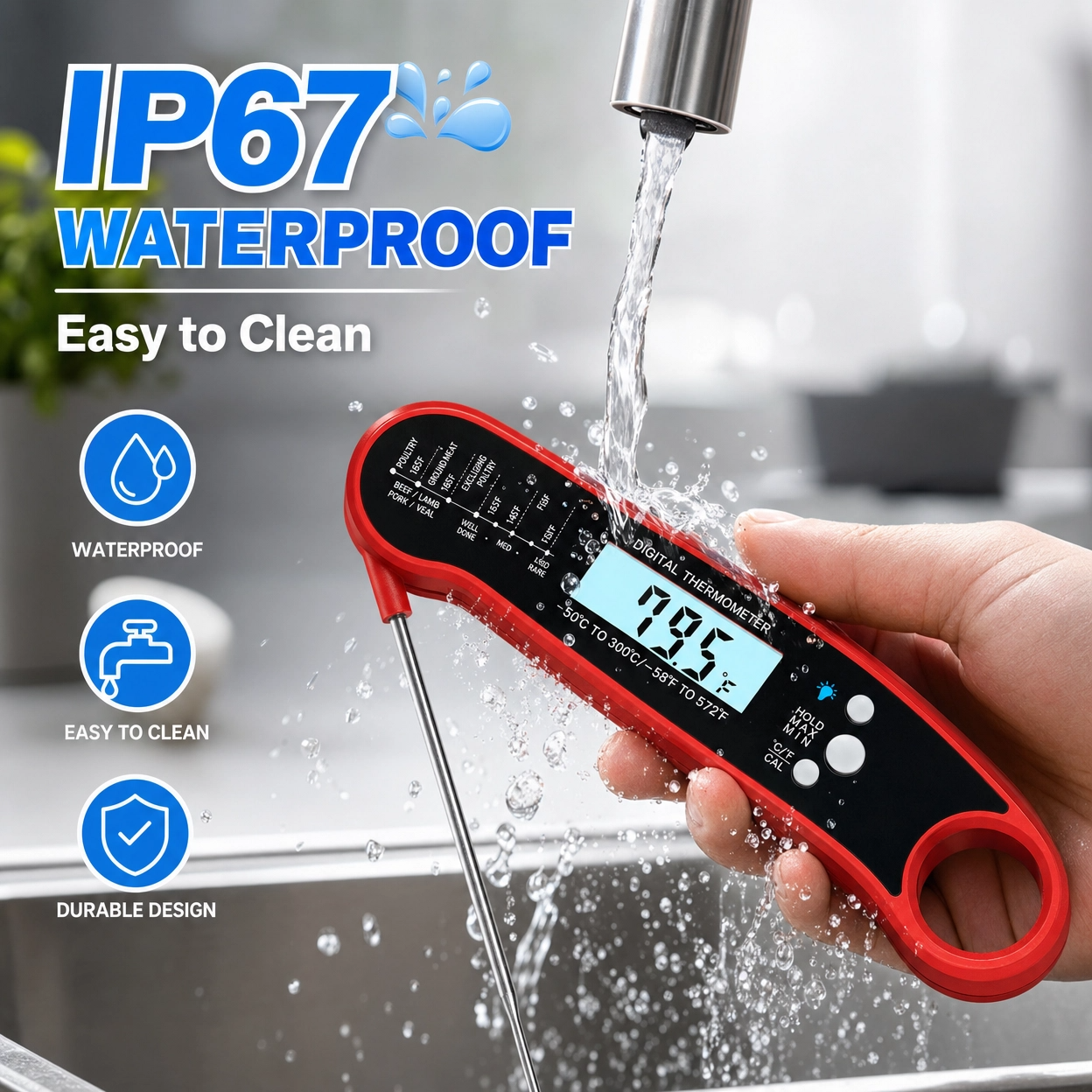 🌡️ Instant Read Digital Meat Thermometer – Perfect Results Every Time